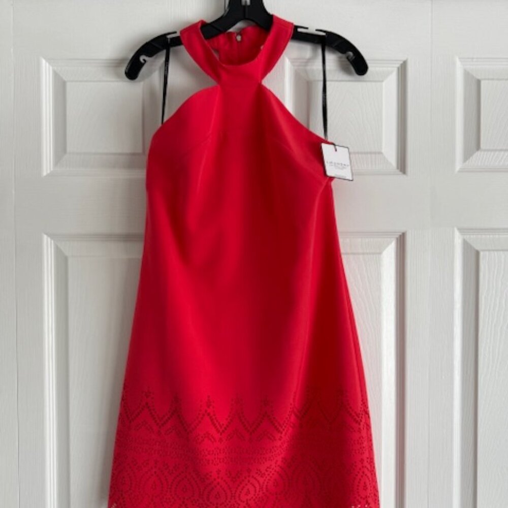 NWT Laundry by Shelli Segal Pretty High Neck Dress Size 4 Coral